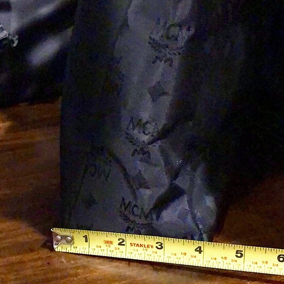 MCM Black & Gold Monogram Shoulder Bag with Top Zipper Closure Made In Germany - Picture 10 of 17